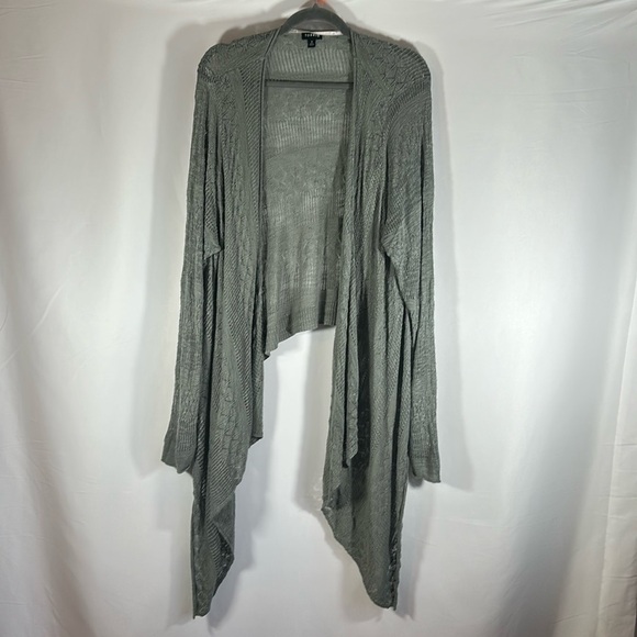 Torrid Sage Green Asymmetrical Pointelle Cardigan - Picture 3 of 10